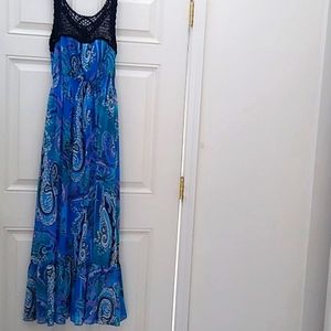Bisou Bisou Maxi Dree Flowy Blue Sleeveless